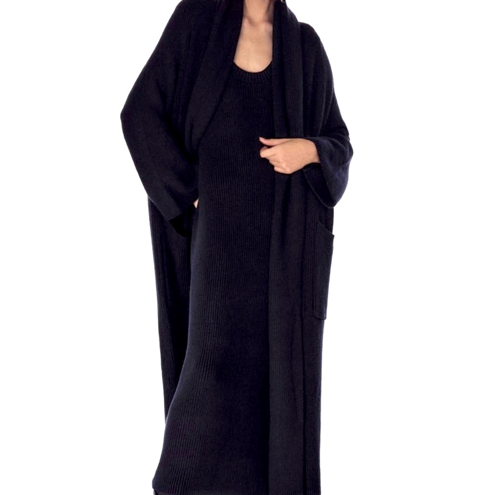 SCARF COLLAR KNIT COAT - Picture 4 of 5